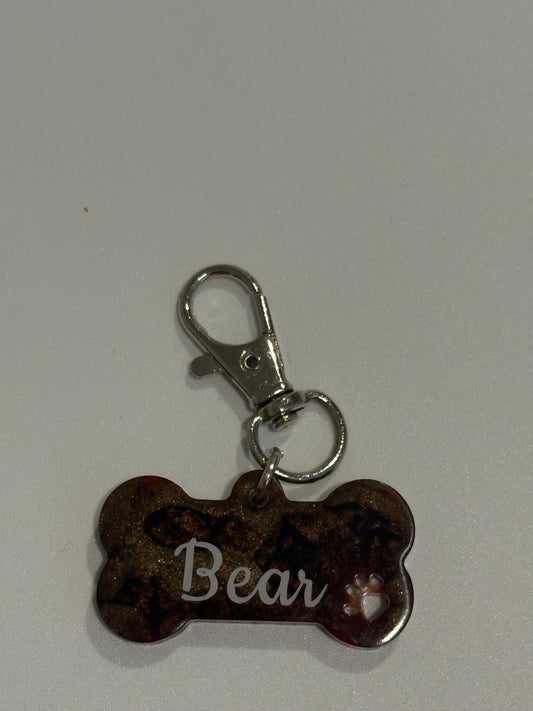 Small bone pet tag with paw imprint