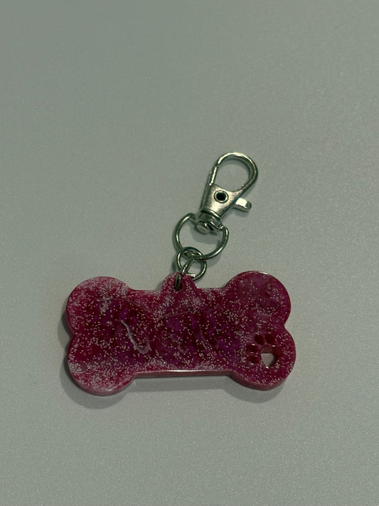 Large bone dog tag with paw imprint