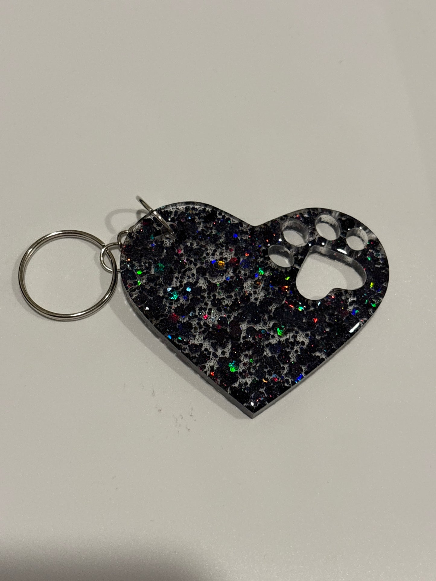 Heart keychain with paw print