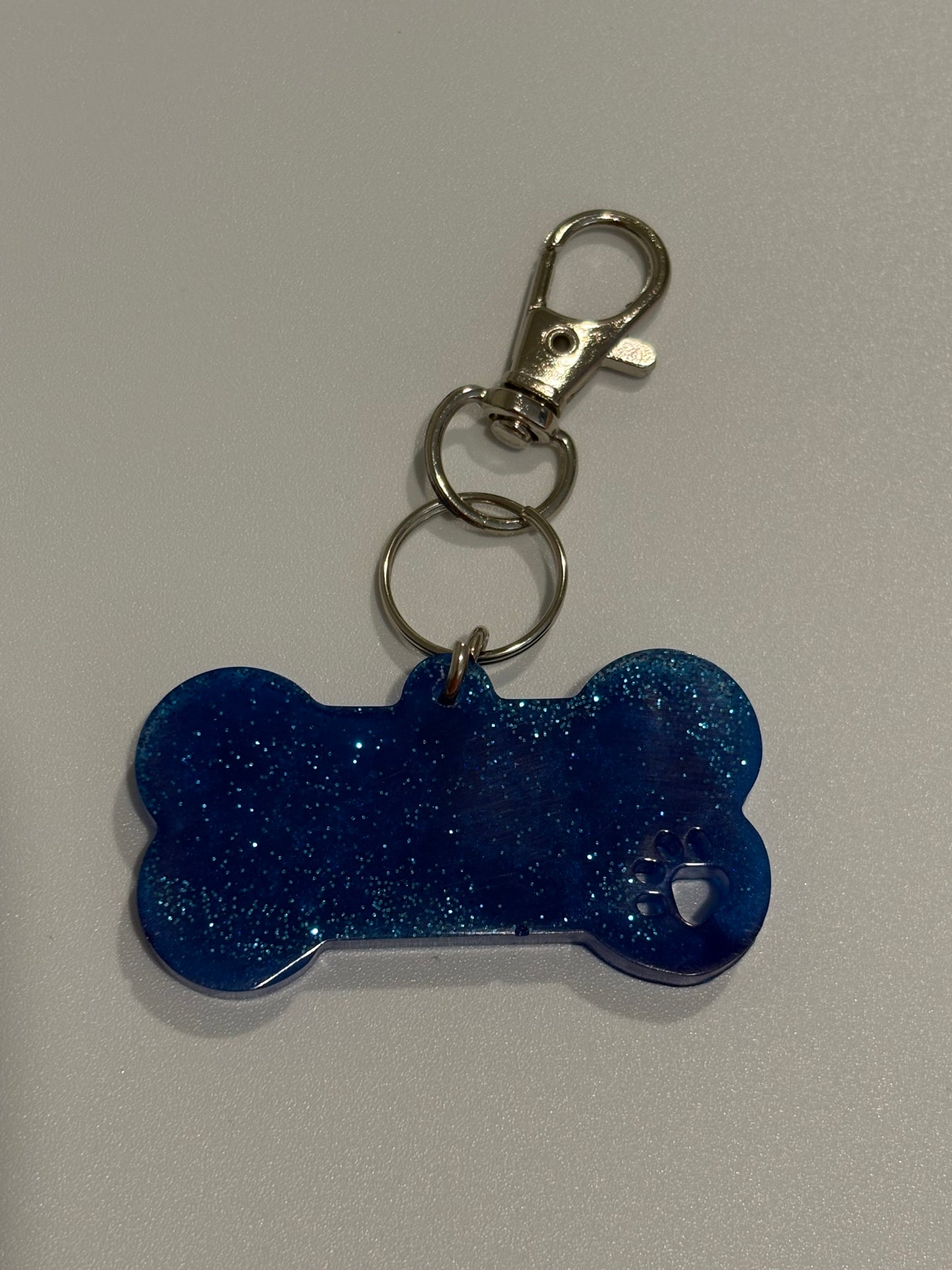 Large bone dog tag with paw imprint