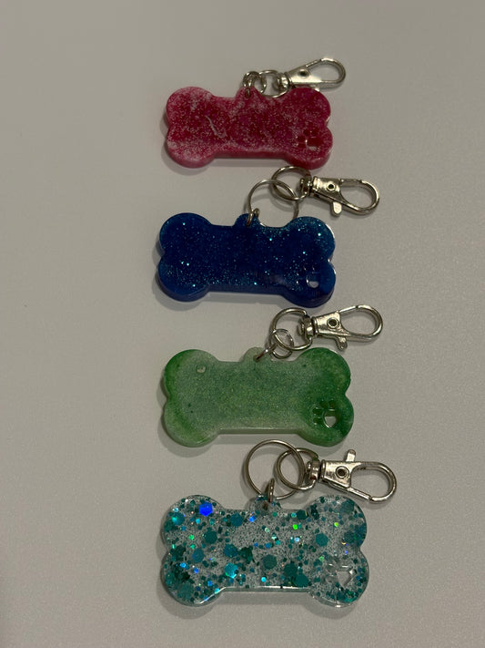Large bone dog tag with paw imprint