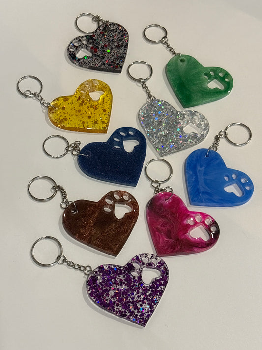Heart keychain with paw print