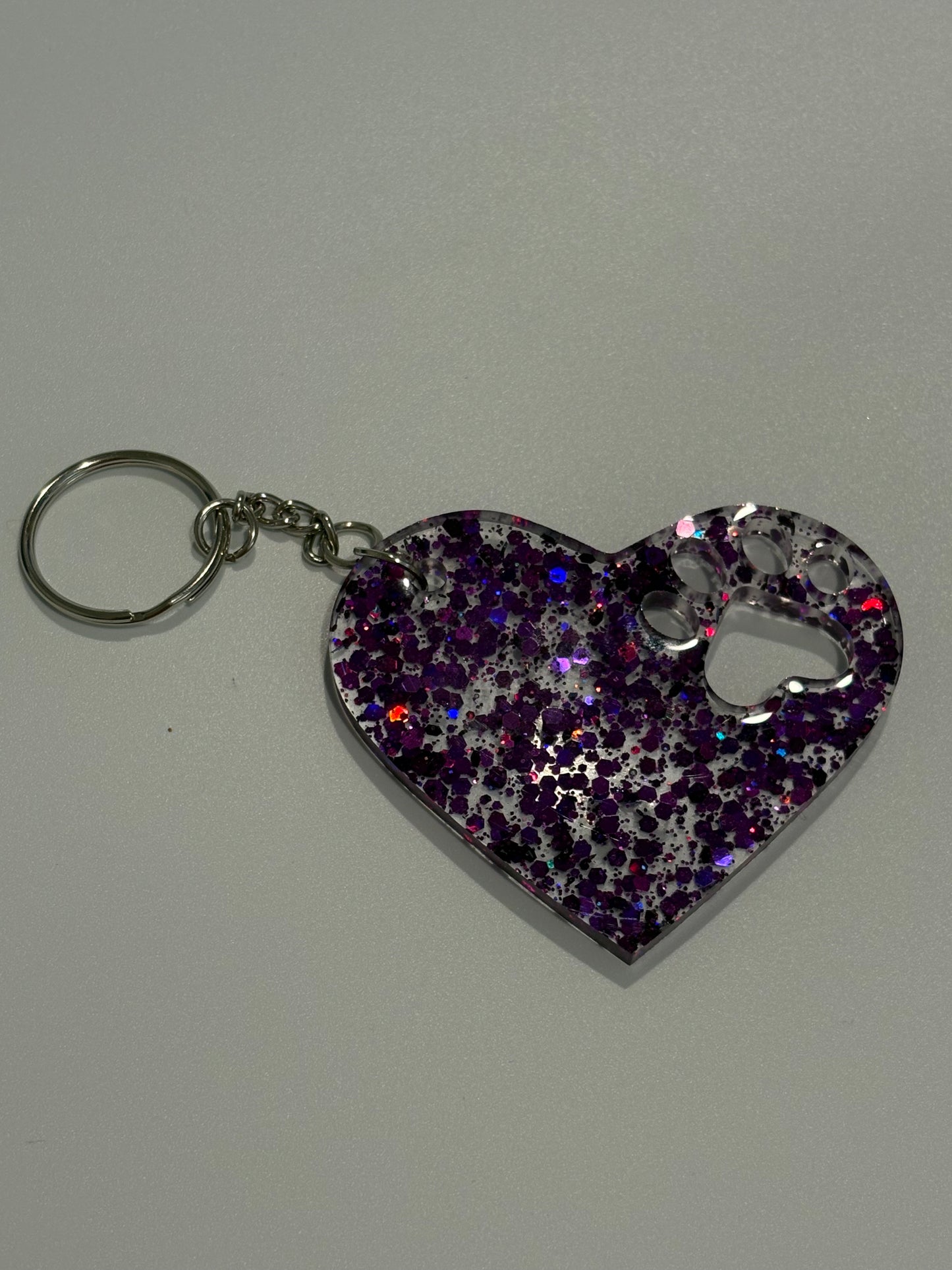 Heart keychain with paw print