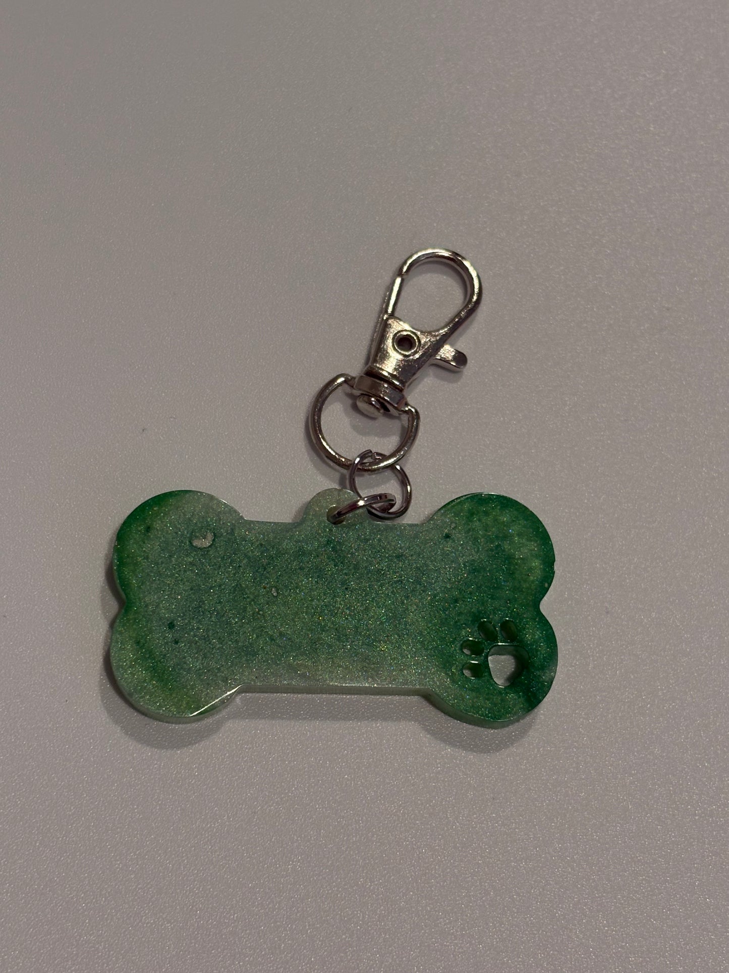 Large bone dog tag with paw imprint