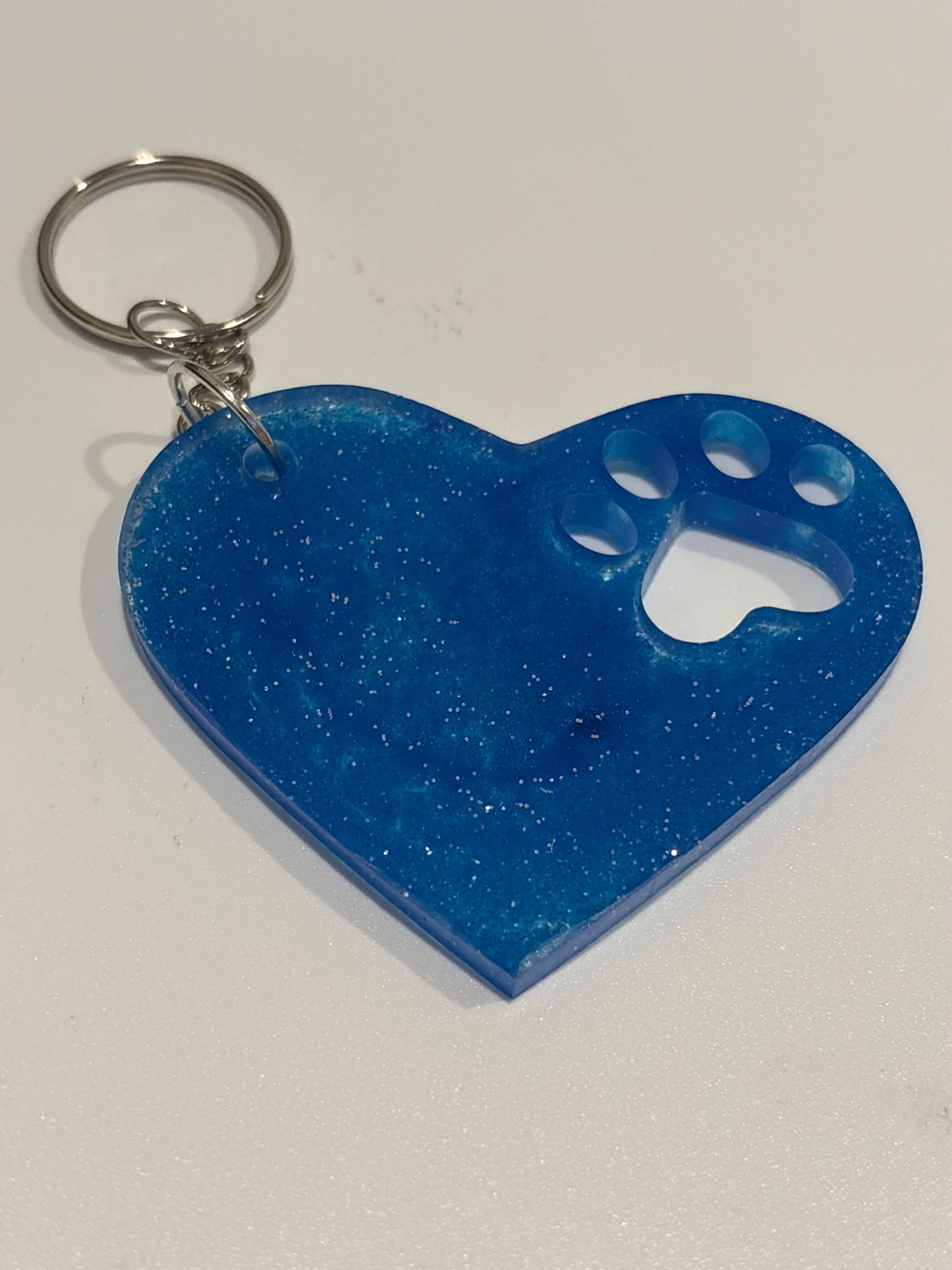 Heart keychain with paw print