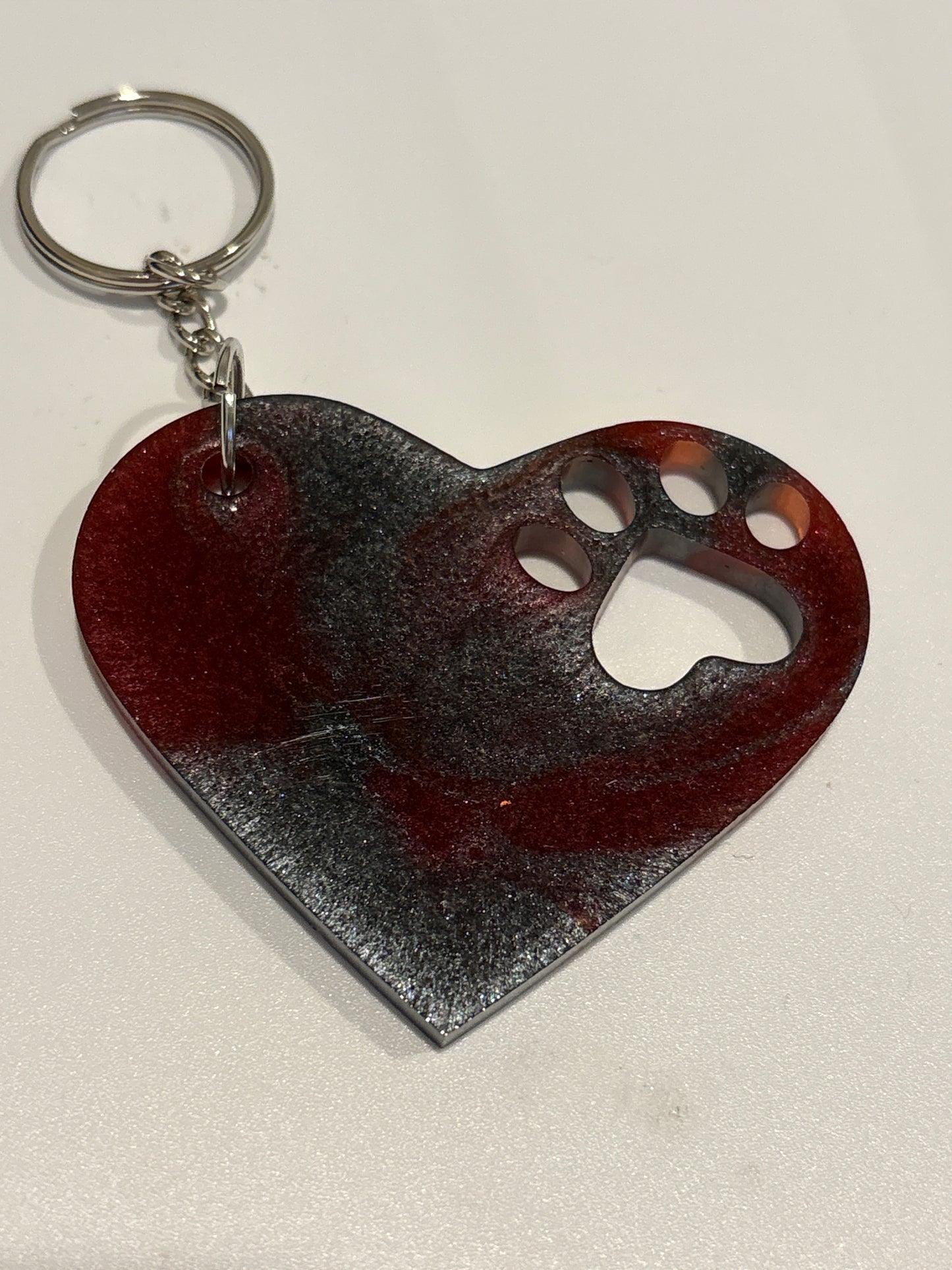 Heart keychain with paw print