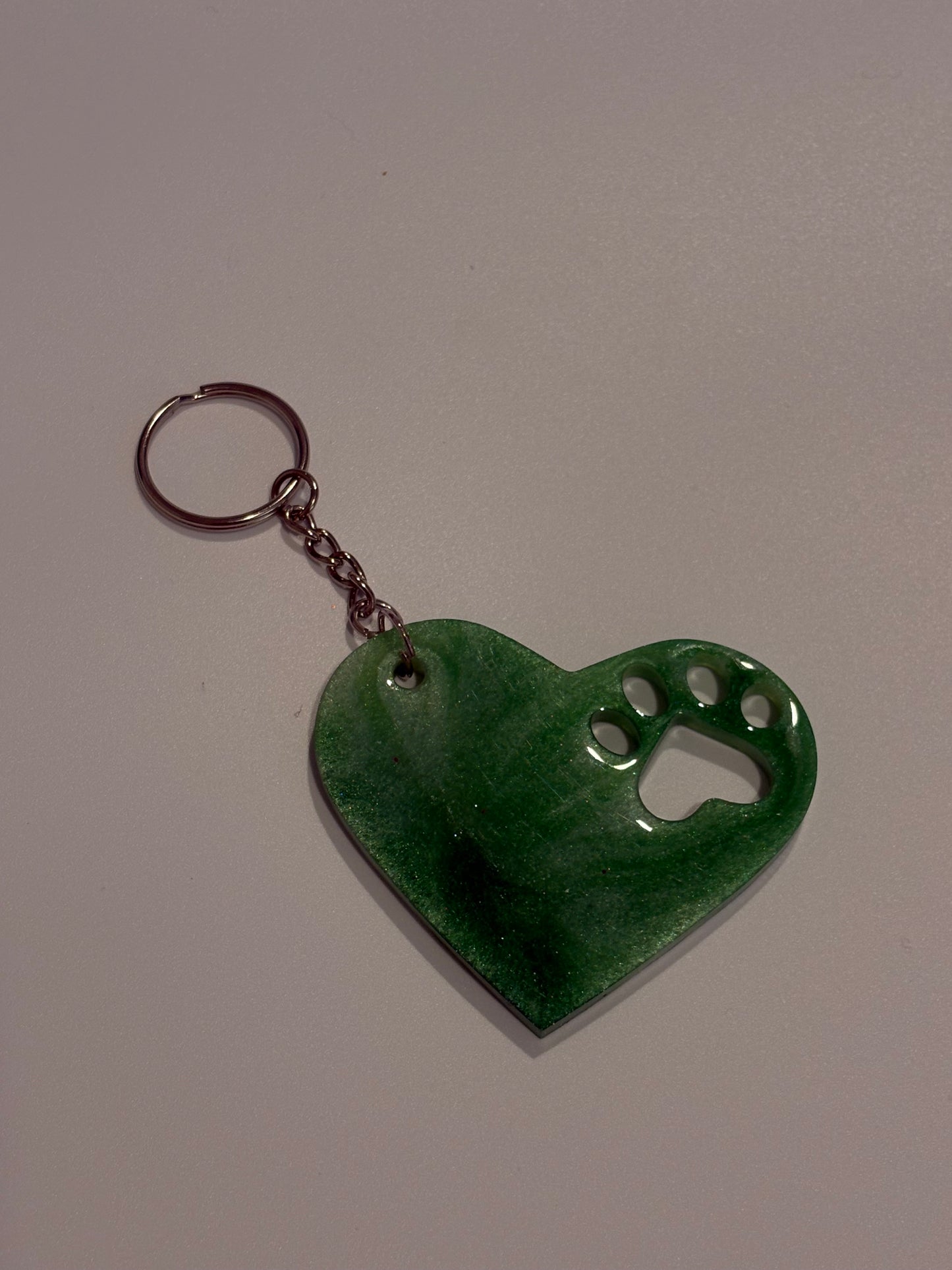 Heart keychain with paw print
