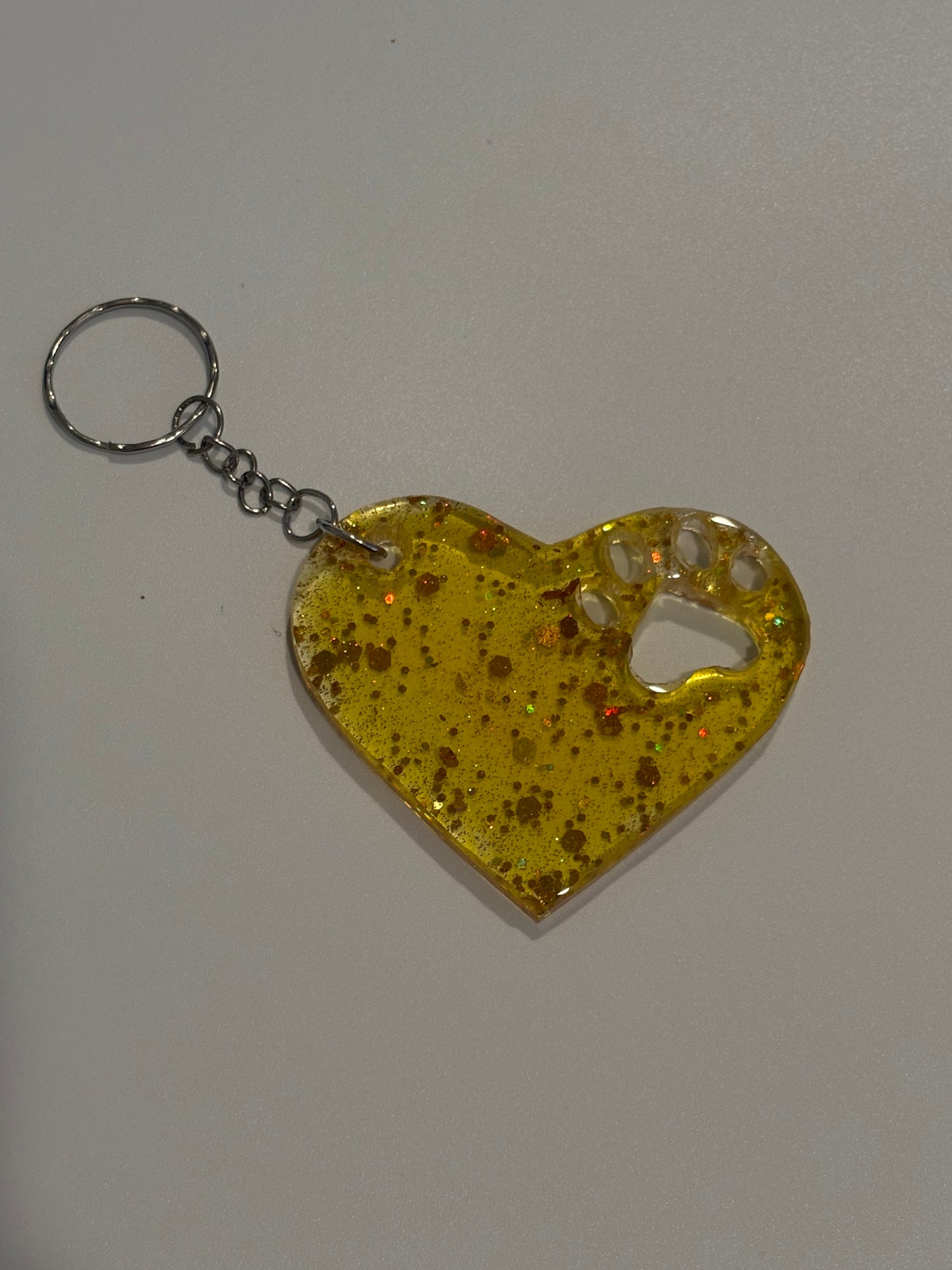 Heart keychain with paw print