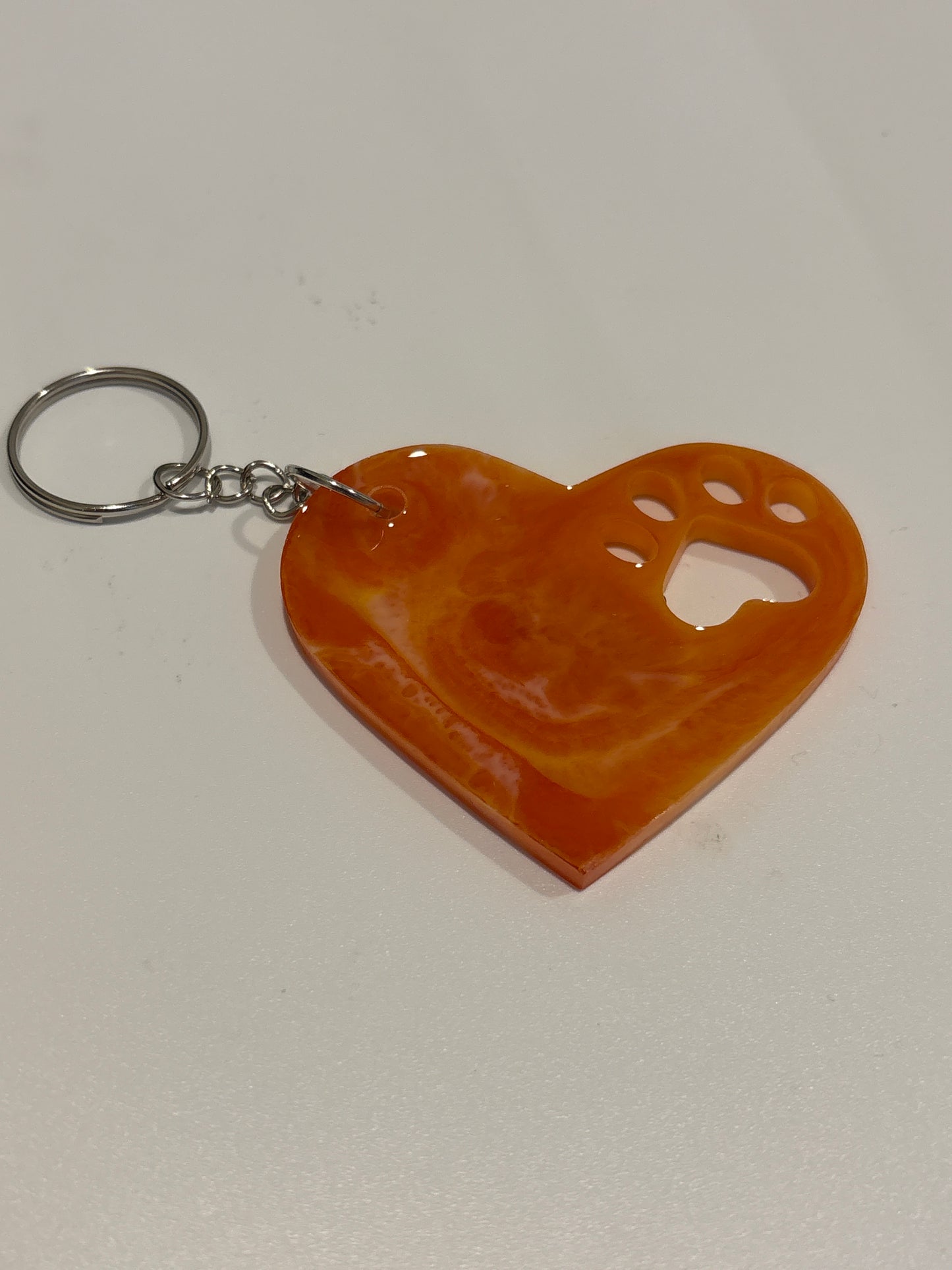 Heart keychain with paw print