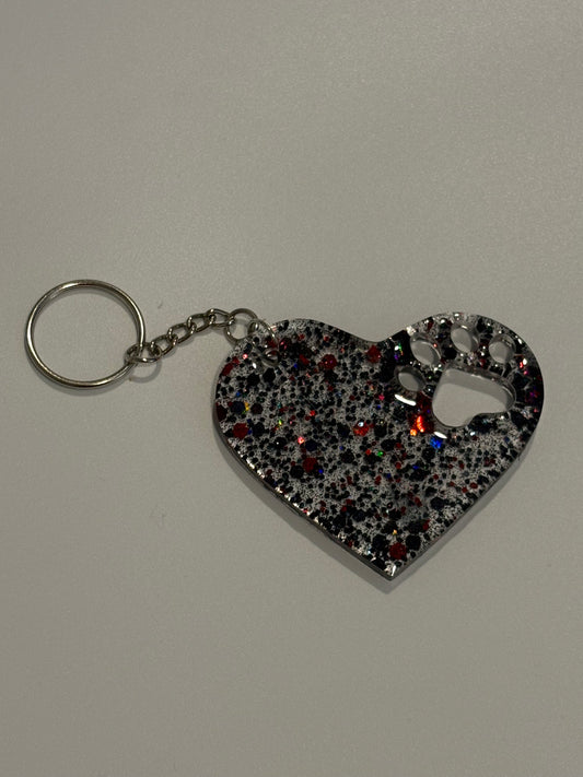 Heart keychain with paw print