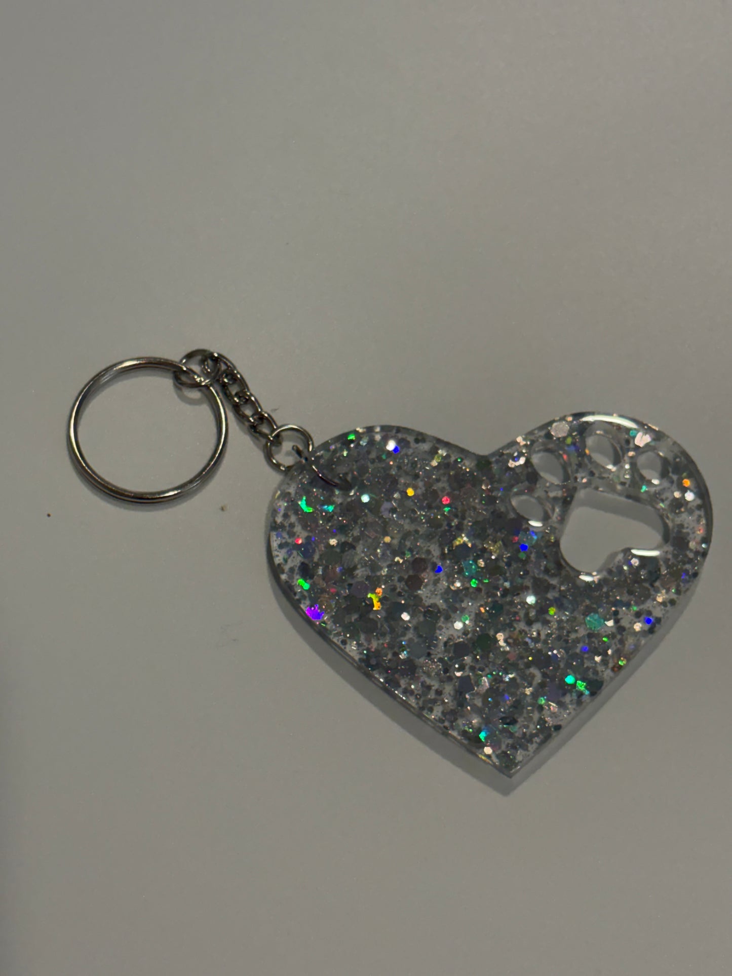 Heart keychain with paw print