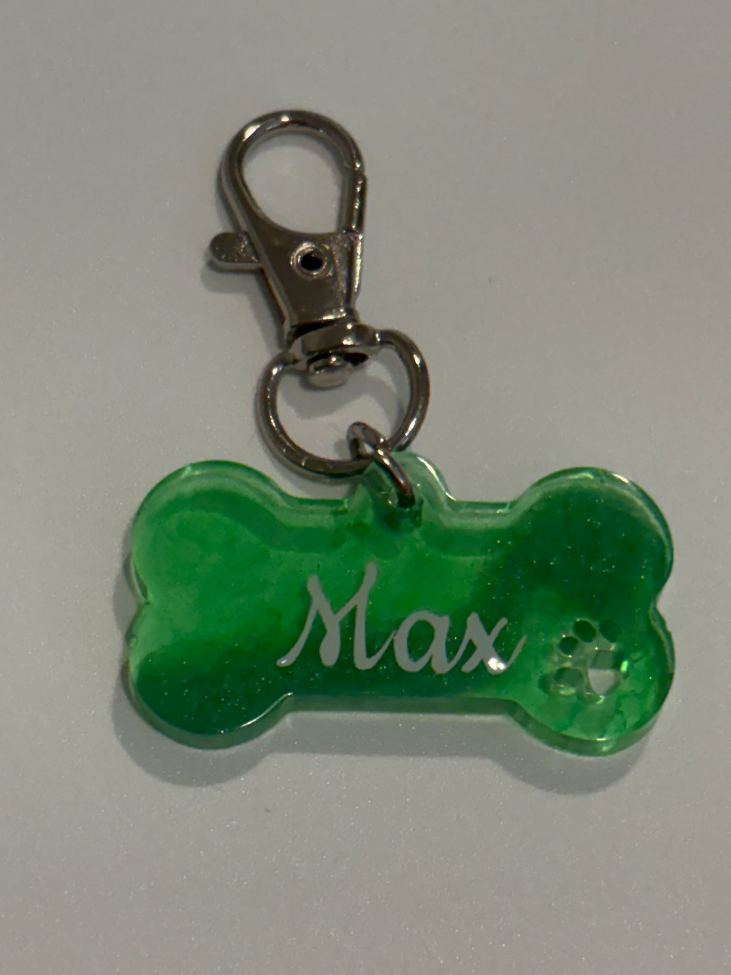 Small bone pet tag with paw imprint