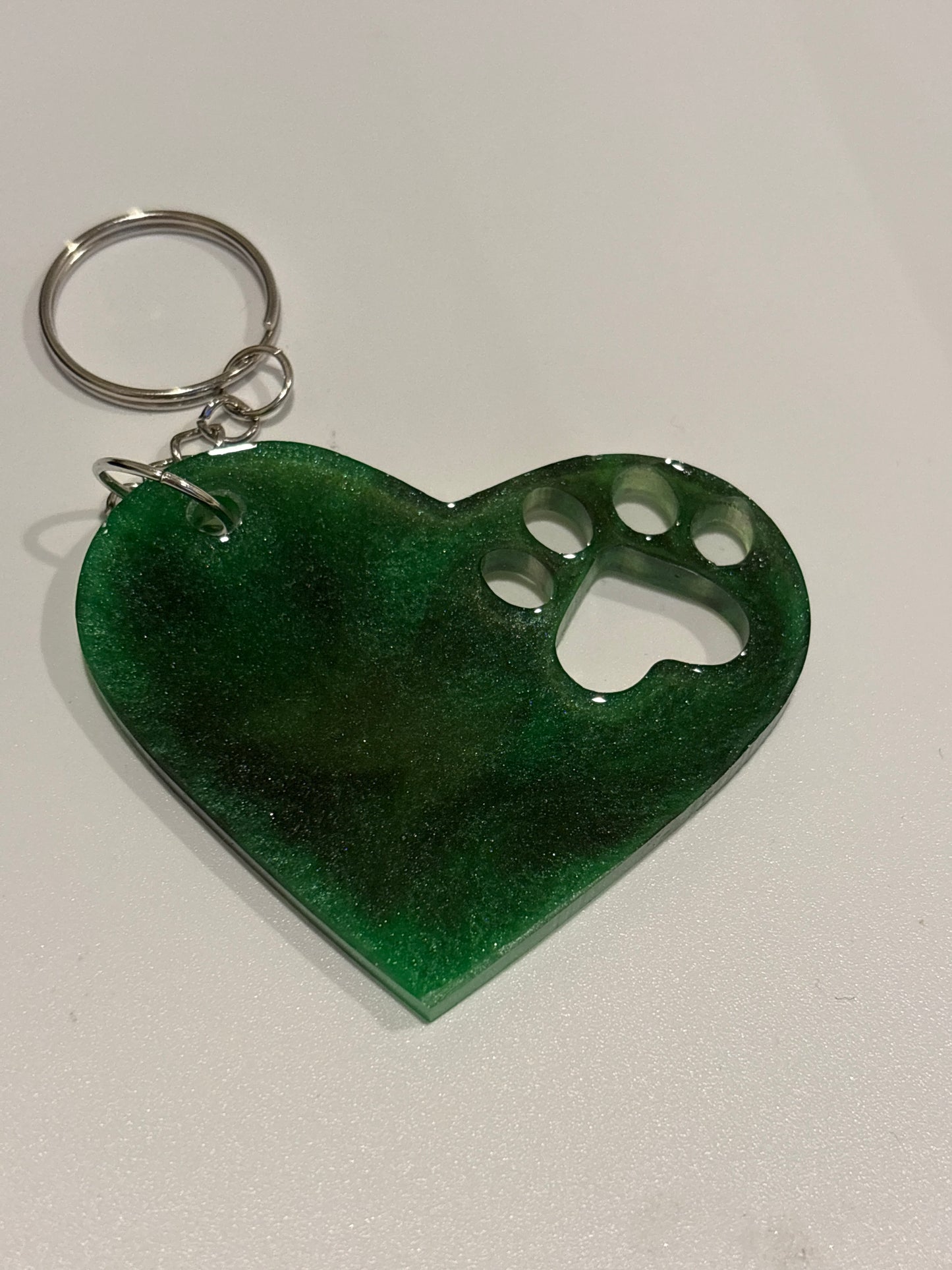 Heart keychain with paw print