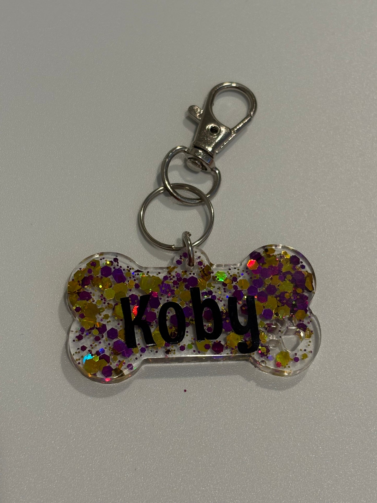 Large bone dog tag with paw imprint