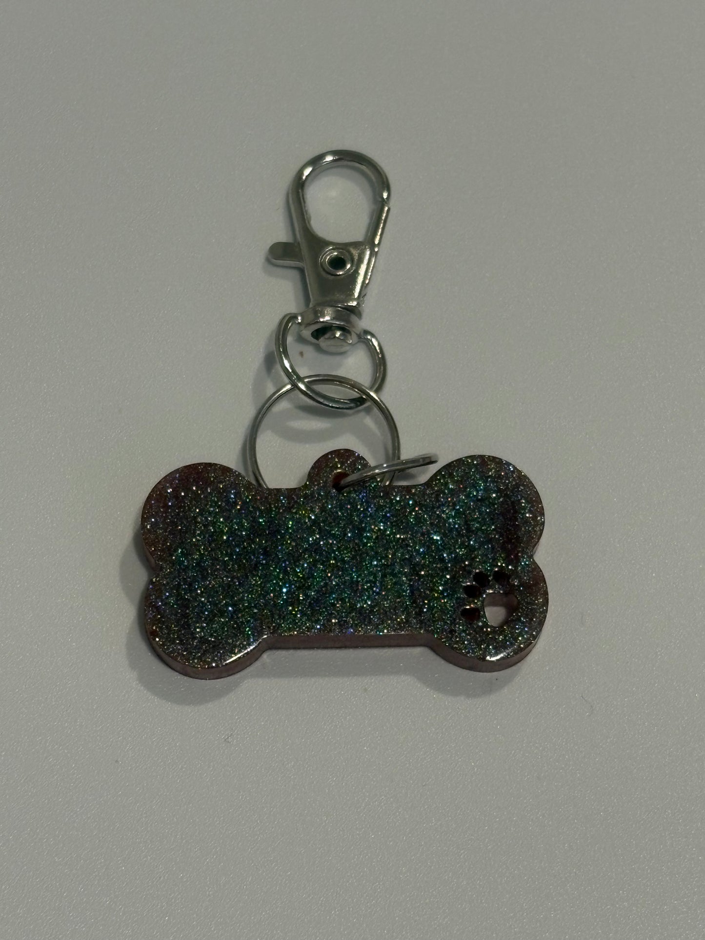 Small bone pet tag with paw imprint