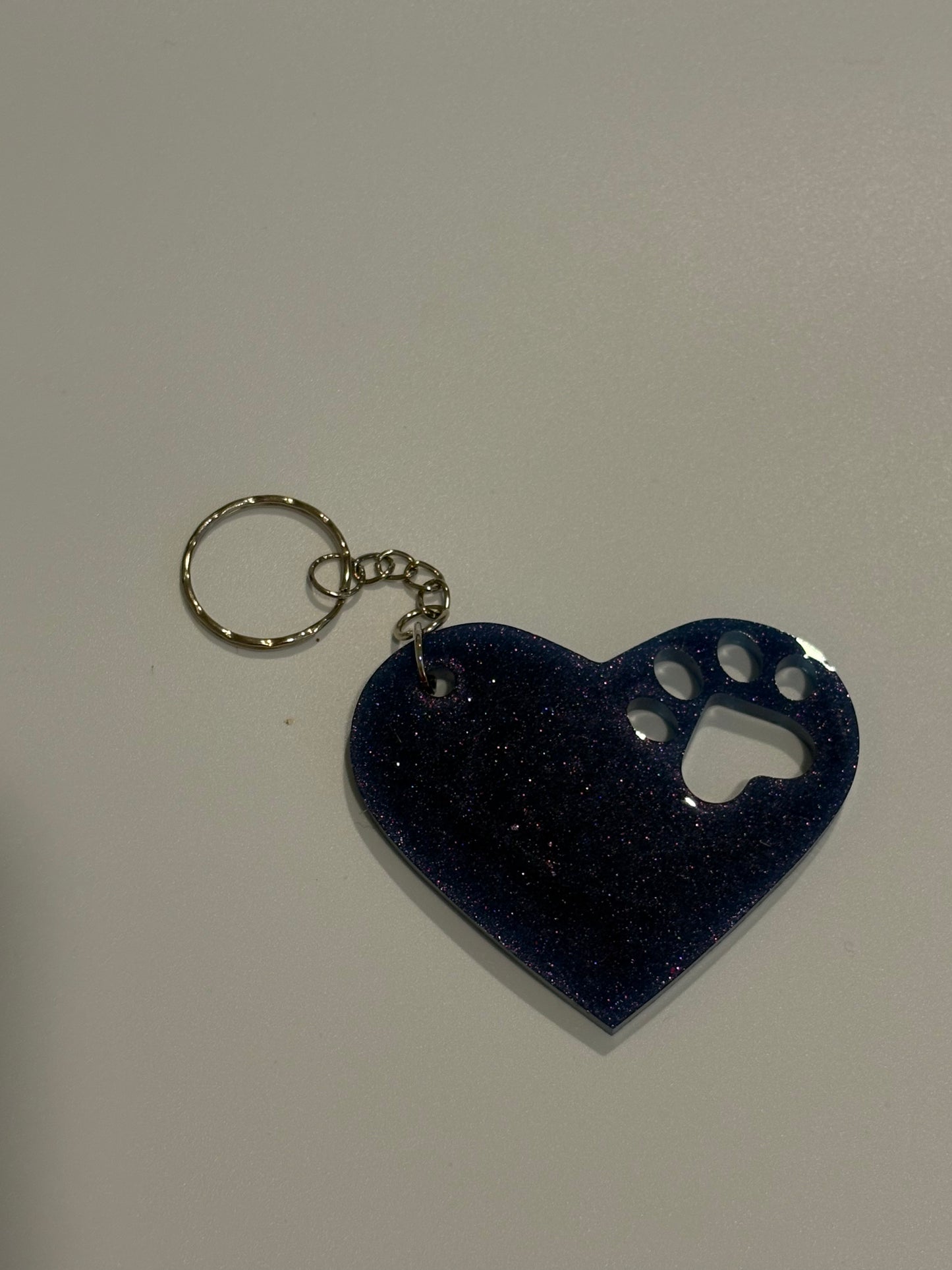 Heart keychain with paw print