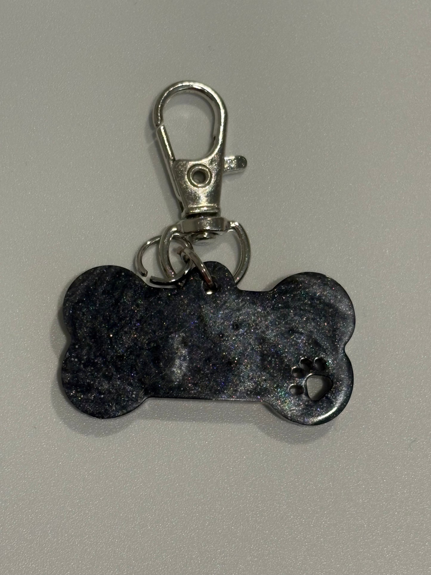 Small bone pet tag with paw imprint