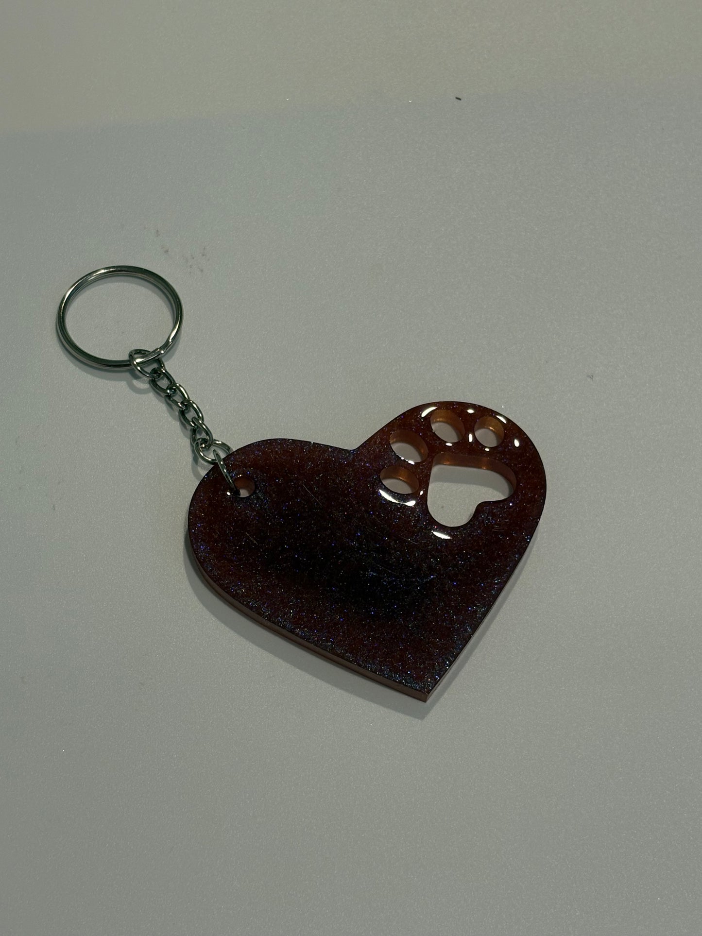 Heart keychain with paw print