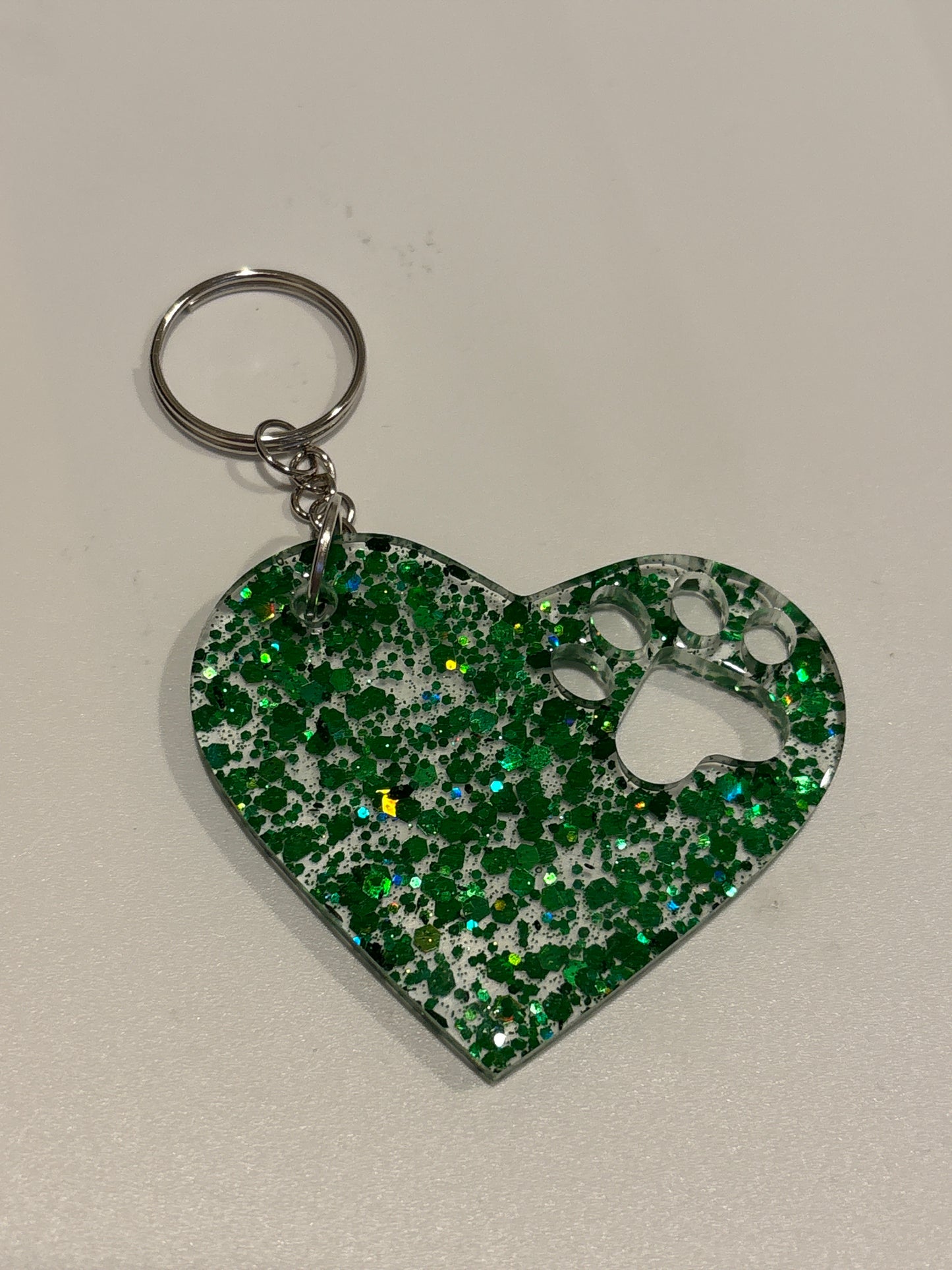 Heart keychain with paw print