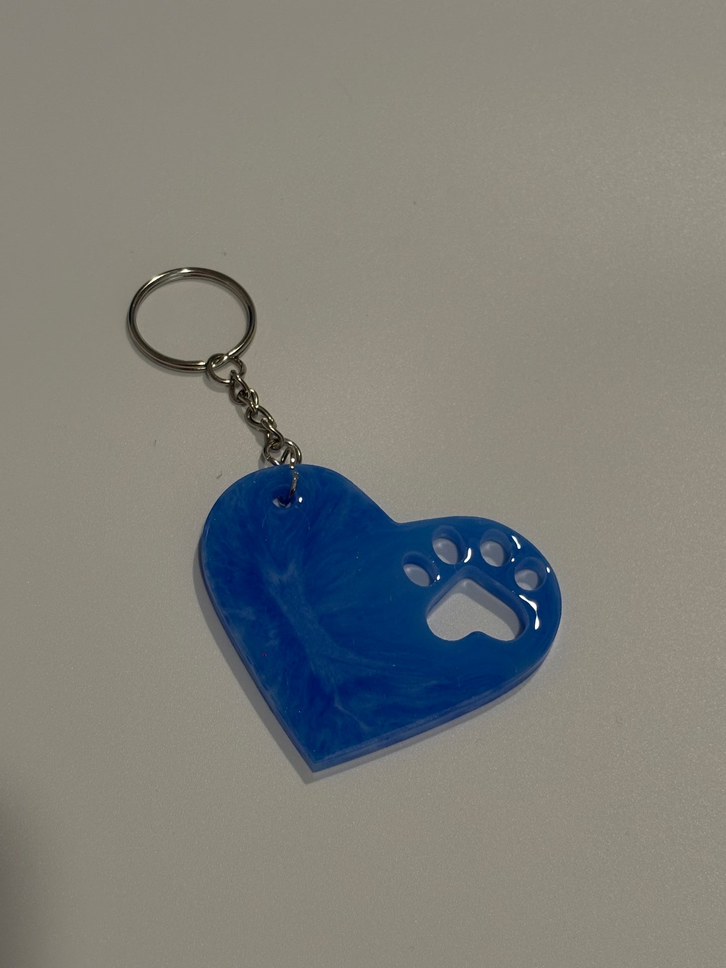 Heart keychain with paw print