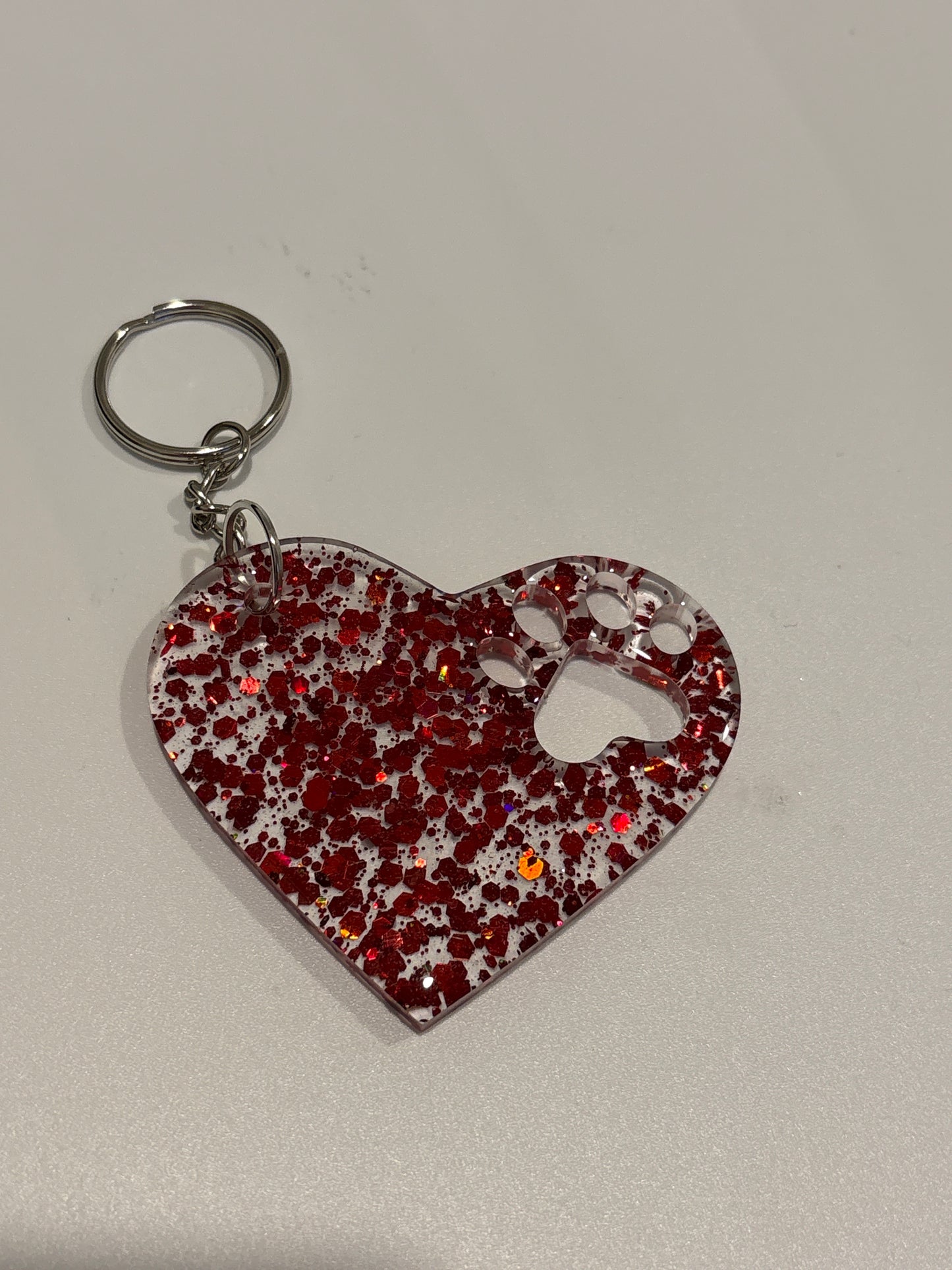 Heart keychain with paw print