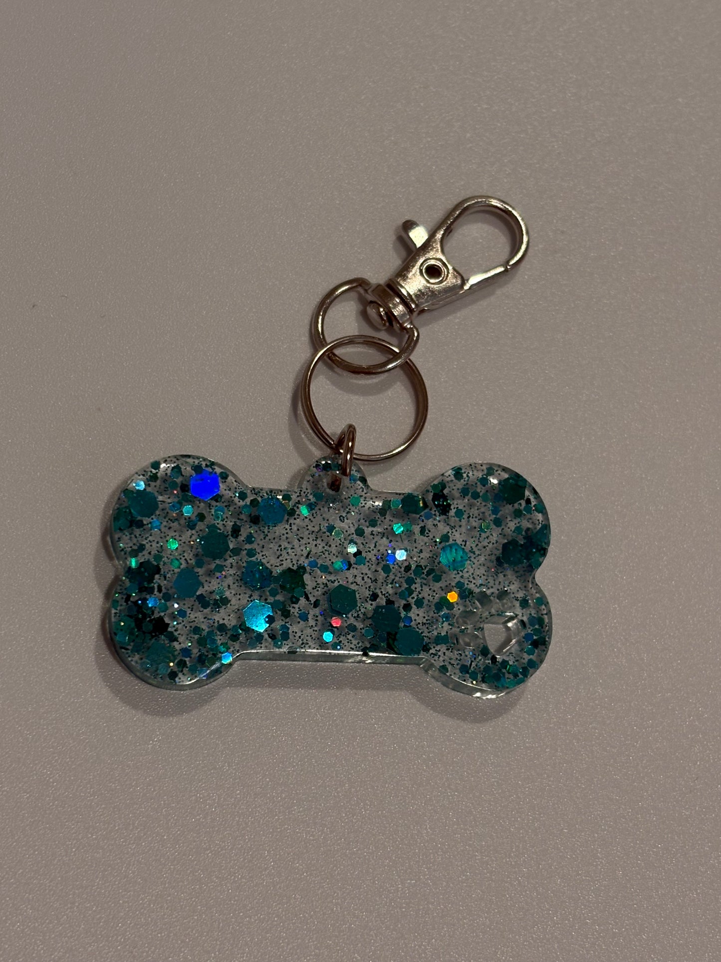 Large bone dog tag with paw imprint