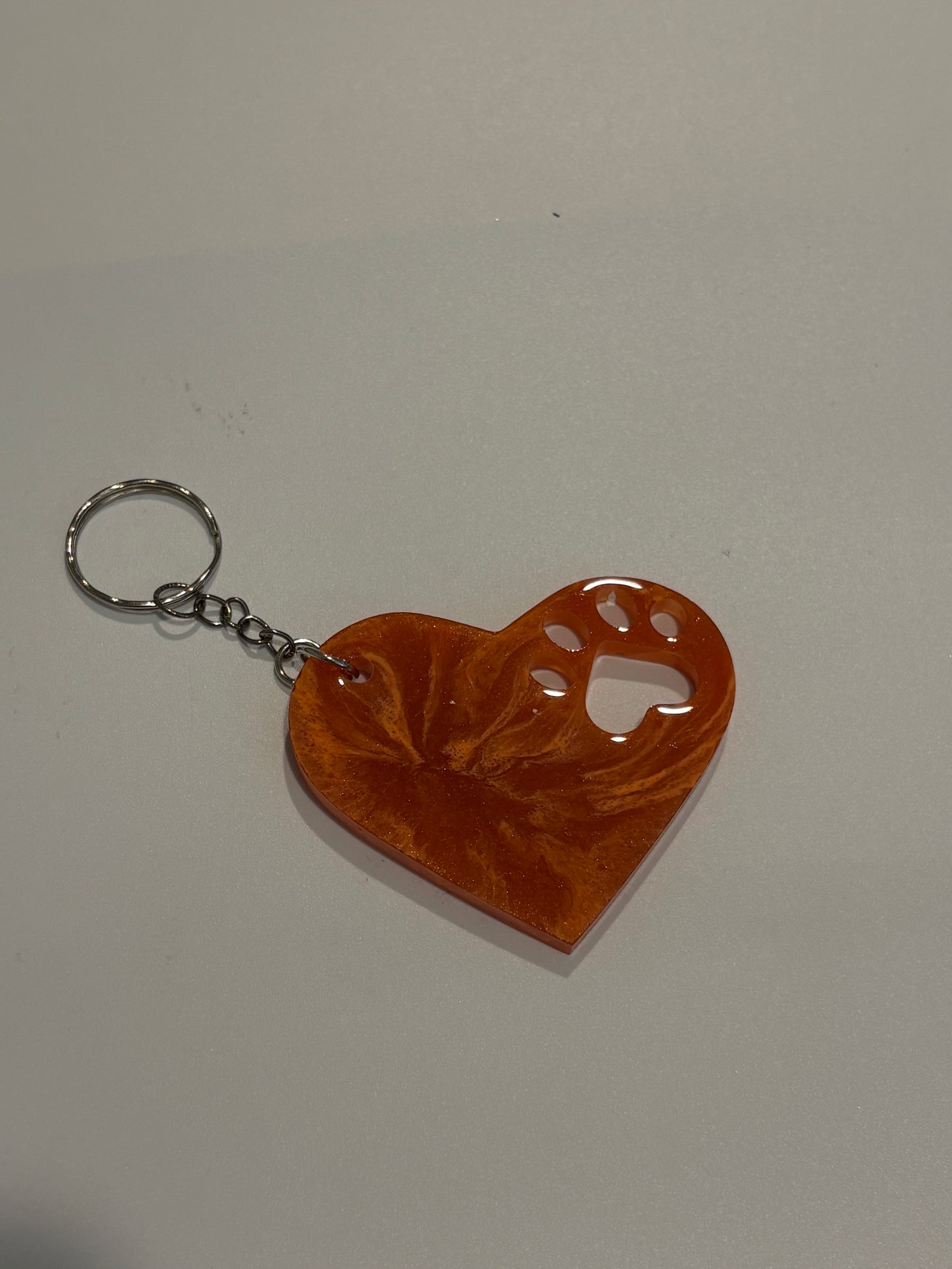 Heart keychain with paw print
