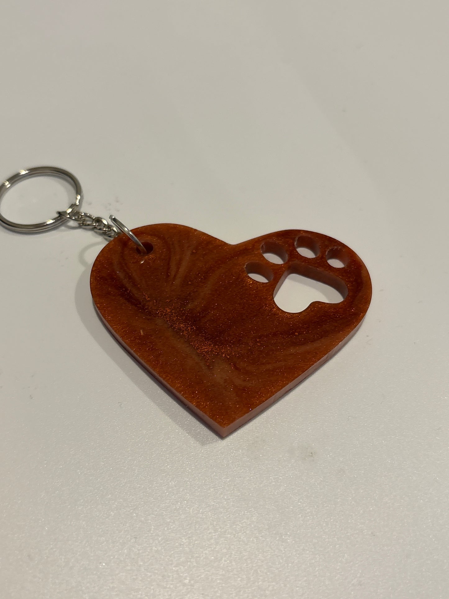 Heart keychain with paw print