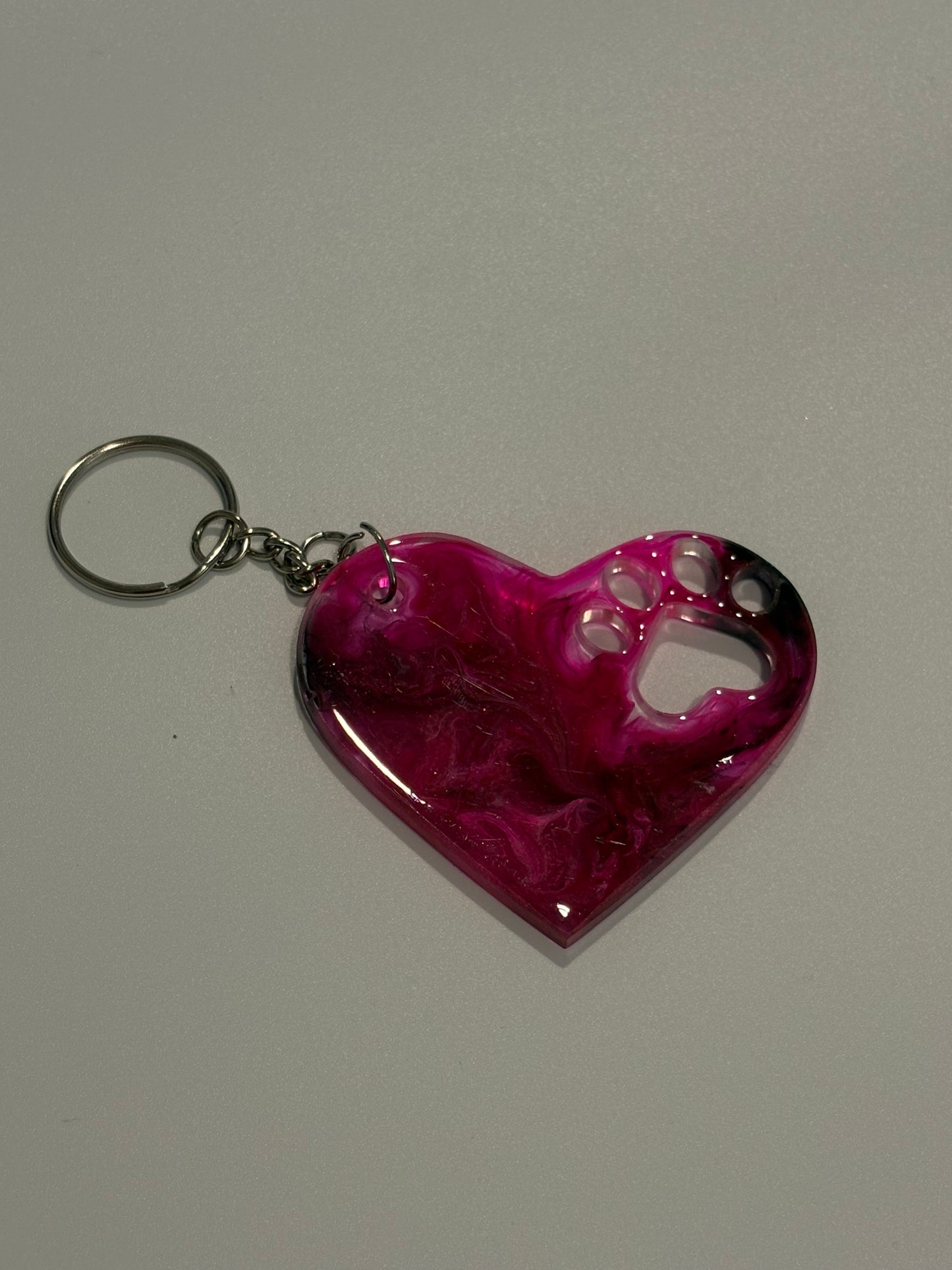 Heart keychain with paw print