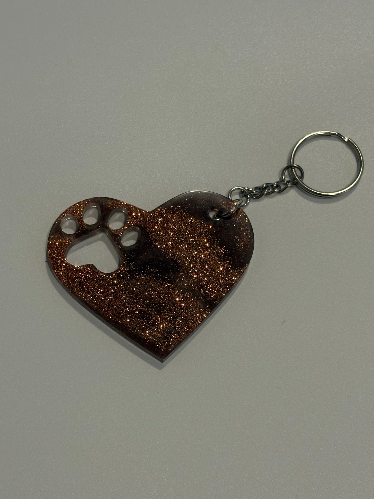Heart keychain with paw print