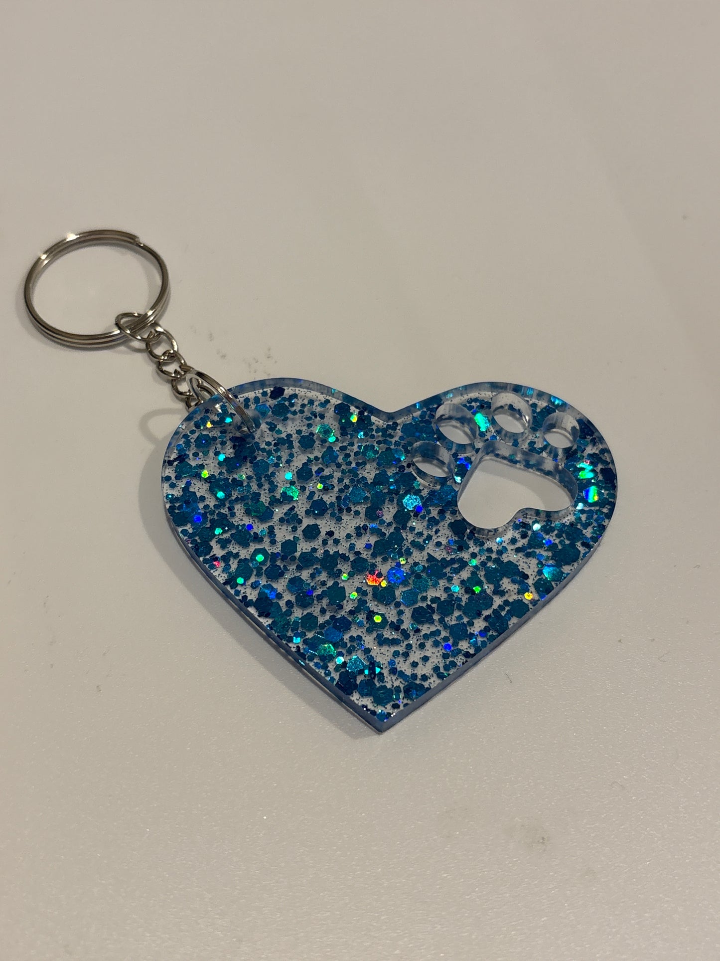 Heart keychain with paw print